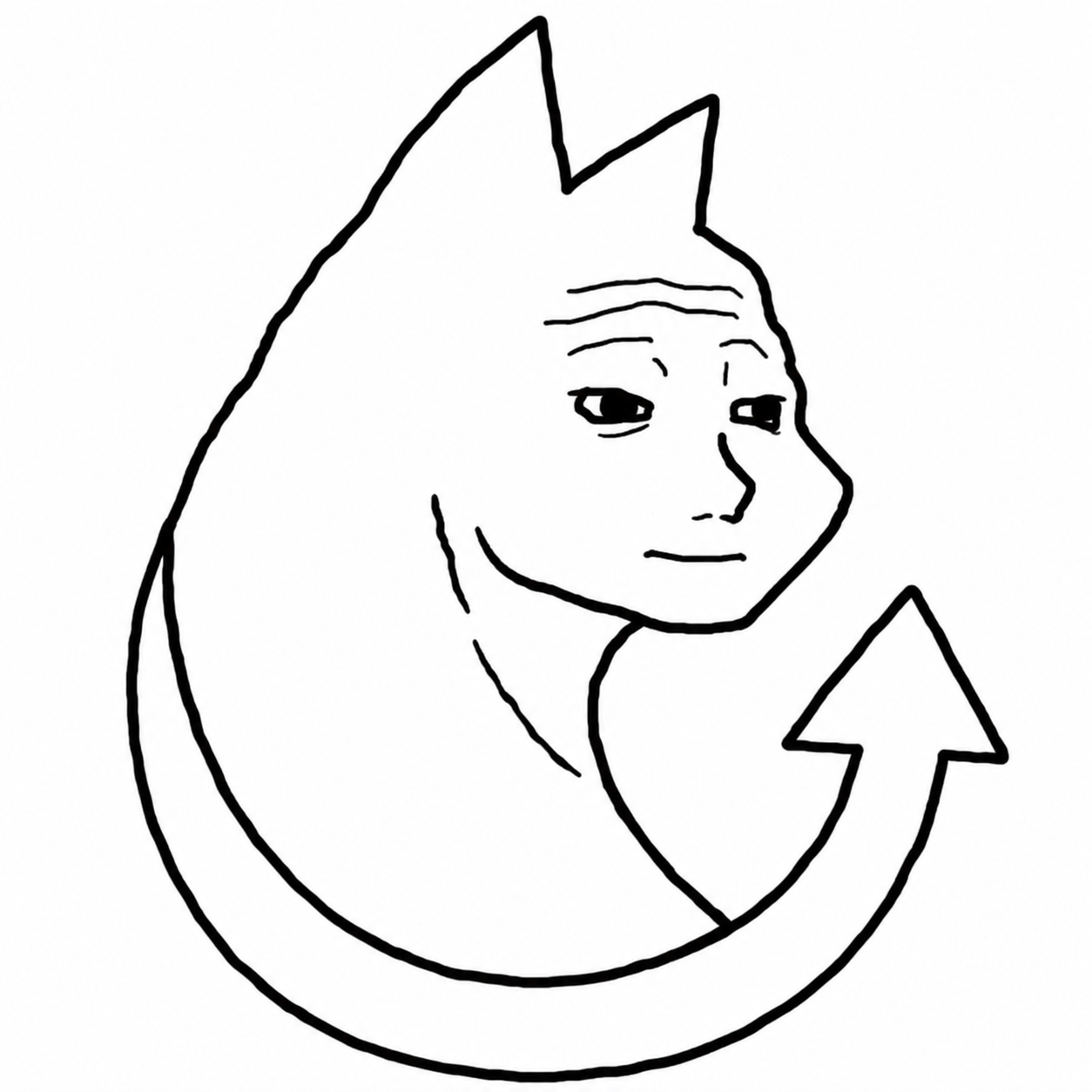 WOJAKCAT character with upward arrow